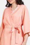 Zivame Checkered Sheen Woven Robe - Pink Sand — thumbnail 5